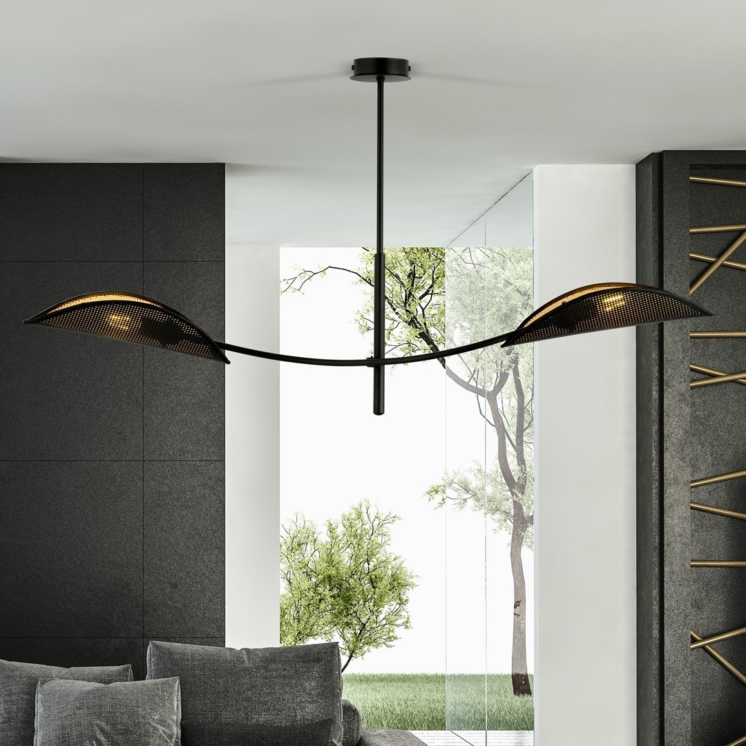 LAMPA SUFITOWA LOTUS 2-PUNKTOWA CZARNA/ZŁOTA EMIBIG