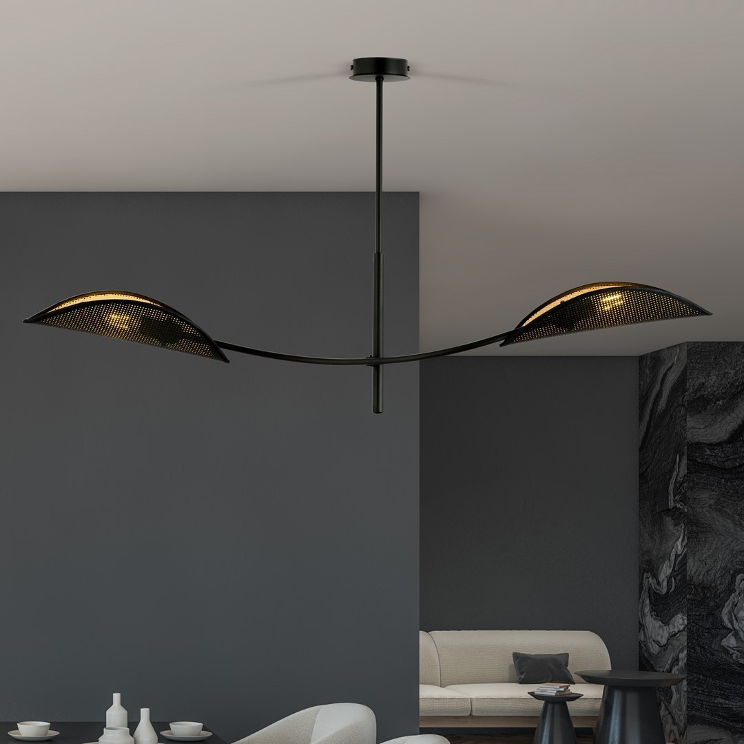 LAMPA SUFITOWA LOTUS 2-PUNKTOWA CZARNA/ZŁOTA EMIBIG