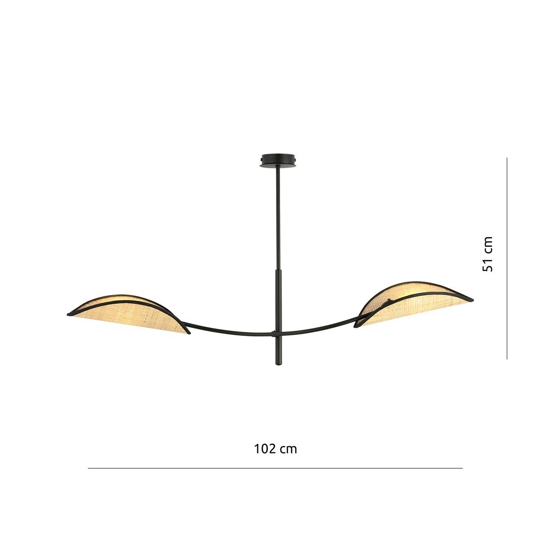 LAMPA SUFITOWA LOTUS 2-PUNKTOWA CZARNA/RATTANOWA EMIBIG
