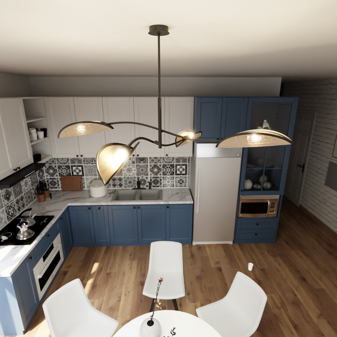 LAMPA SUFITOWA LOTUS 4-PUNKTOWA CZARNA/RATTANOWA EMIBIG
