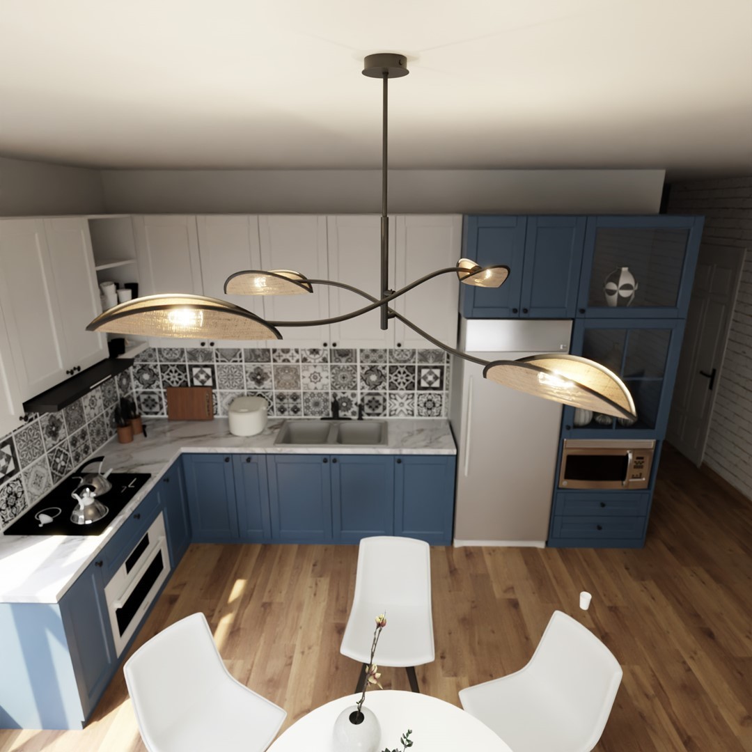 LAMPA SUFITOWA LOTUS 4-PUNKTOWA CZARNA/RATTANOWA EMIBIG