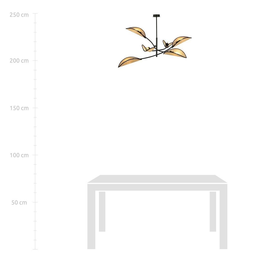 LAMPA SUFITOWA LOTUS 6-PUNKTOWA CZARNA/RATTANOWA EMIBIG