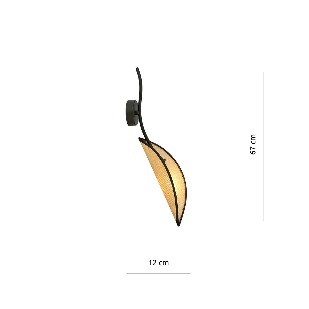 KINKIET LAMPA ŚCIENNA LOTUS K1 CZARNA/RATTANOWA EMIBIG