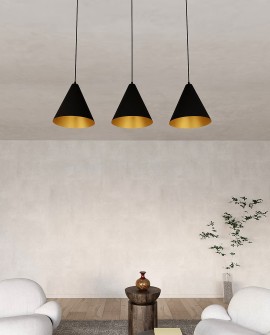 LAMPA WISZĄCA REBEL 3 CZARNA ZŁOTA oprawa oświetleniowa EMIBIG