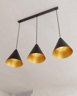 LAMPA WISZĄCA REBEL 3 CZARNA ZŁOTA oprawa oświetleniowa EMIBIG