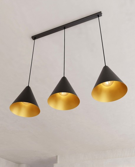 LAMPA WISZĄCA REBEL 3 CZARNA ZŁOTA oprawa oświetleniowa EMIBIG