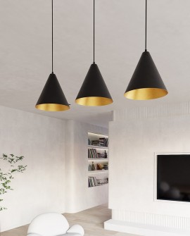 LAMPA WISZĄCA REBEL 3 CZARNA ZŁOTA oprawa oświetleniowa EMIBIG