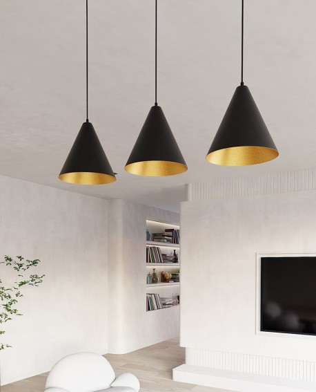 LAMPA WISZĄCA REBEL 3 CZARNA ZŁOTA oprawa oświetleniowa EMIBIG