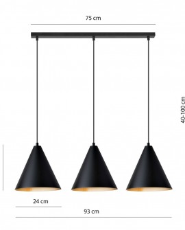 LAMPA WISZĄCA REBEL 3 CZARNA ZŁOTA oprawa oświetleniowa EMIBIG