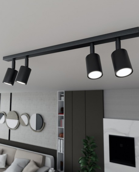 LAMPA SUFITOWA FLASH 4-PUNKTOWA CZARNA EMIBIG