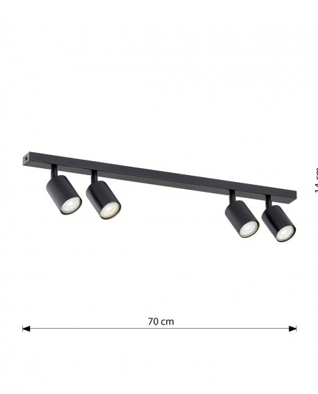 LAMPA SUFITOWA FLASH 4-PUNKTOWA CZARNA EMIBIG