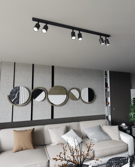 LAMPA SUFITOWA FLASH 6-PUNKTOWA CZARNA EMIBIG