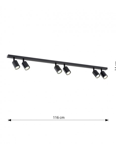 LAMPA SUFITOWA FLASH 6-PUNKTOWA CZARNA EMIBIG