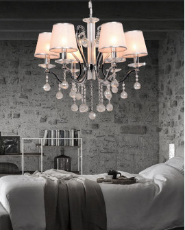 KLASYCZNY ŻYRANDOL KRYSZTAŁOWY SREBRNA BELLISICA W6