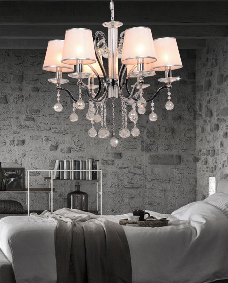 KLASYCZNY ŻYRANDOL KRYSZTAŁOWY SREBRNA BELLISICA W6