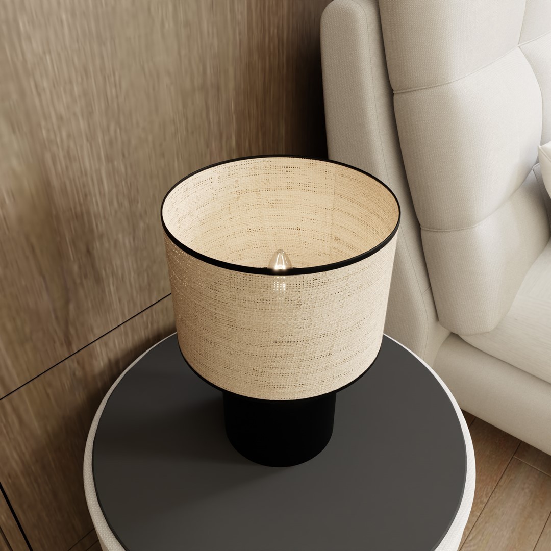 LAMPA BIURKOWA STOŁOWA ASPEN LN1 CZARNA/RATTANOWA EMIBIG
