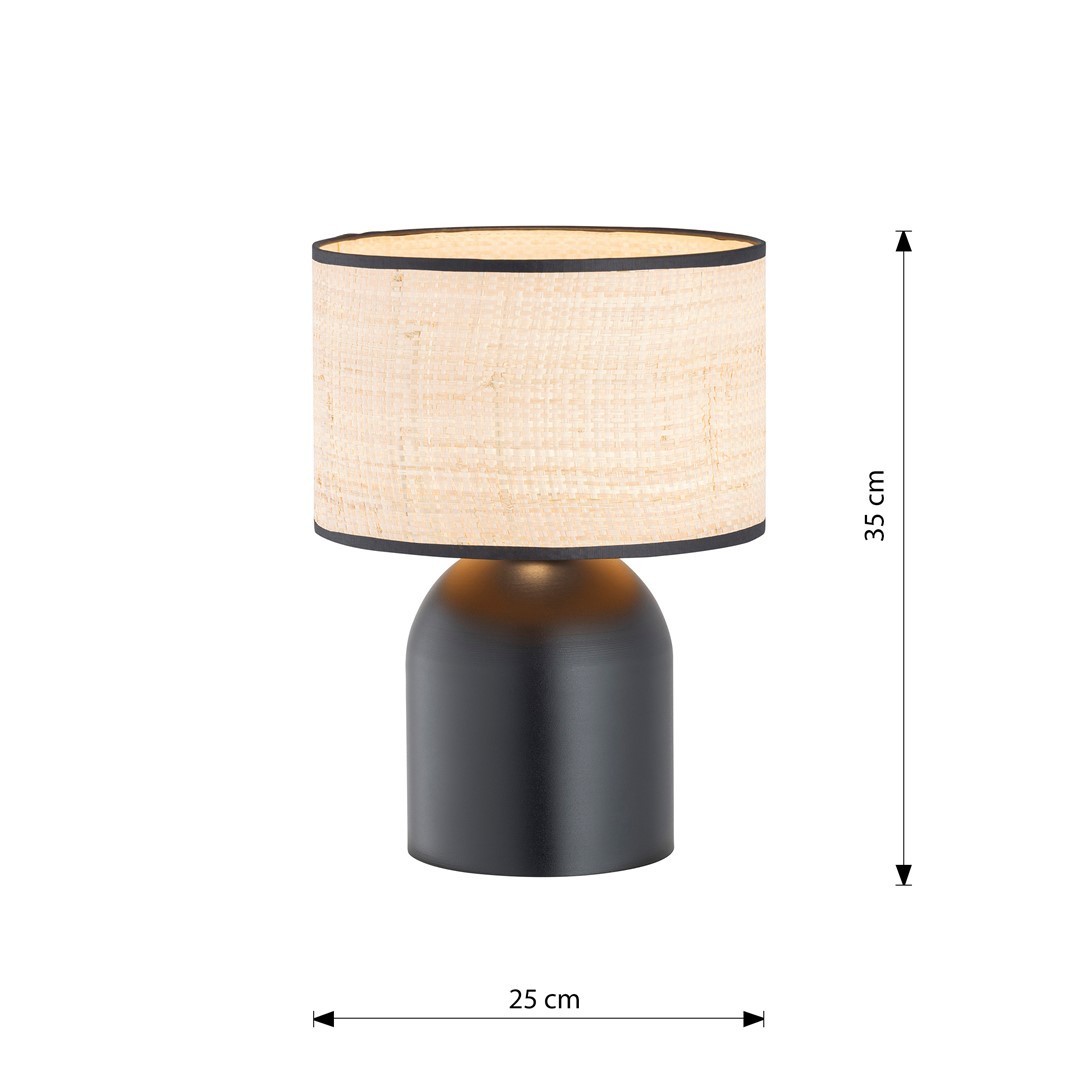LAMPA BIURKOWA STOŁOWA ASPEN LN1 CZARNA/RATTANOWA EMIBIG