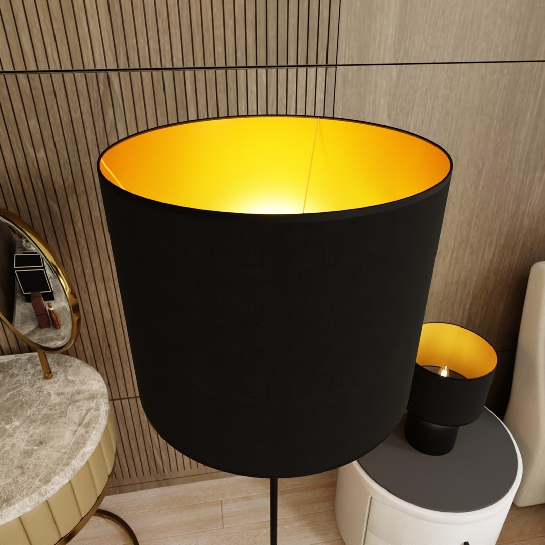 LAMPA PODŁOGOWA STOJĄCA ASPEN LP1 CZARNA/ZŁOTA EMIBIG