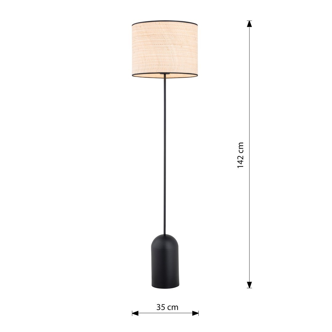 LAMPA PODŁOGOWA STOJĄCA ASPEN LP1 CZARNA/RATTANOWA EMIBIG