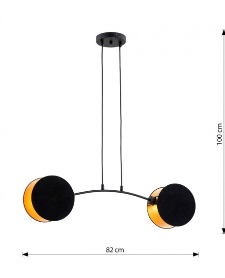 LAMPA WISZĄCA MOTIF 2 CZARNA ZŁOTA EMIBIG