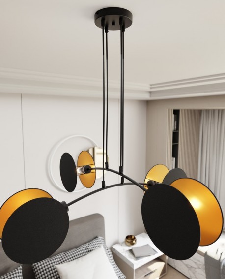 LAMPA WISZĄCA MOTIF 4 CZARNA ZŁOTA EMIBIG