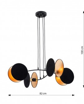 LAMPA WISZĄCA MOTIF 4 CZARNA ZŁOTA EMIBIG