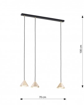 LAMPA WISZĄCA ELIT 3 CZARNA ZŁOTA EMIBIG