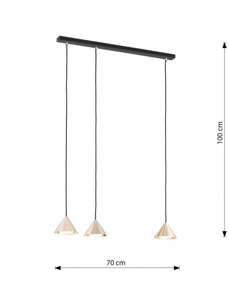 LAMPA WISZĄCA ELIT 3 CZARNA ZŁOTA EMIBIG