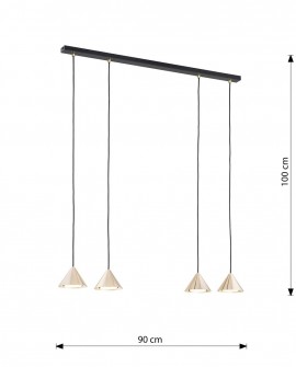 LAMPA WISZĄCA ELIT 4 CZARNA ZŁOTA EMIBIG