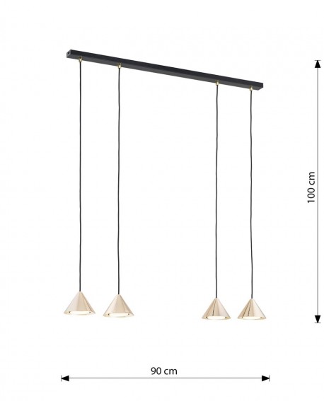 LAMPA WISZĄCA ELIT 4 CZARNA ZŁOTA EMIBIG