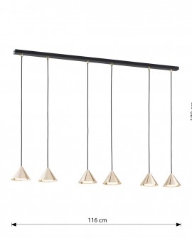 LAMPA WISZĄCA ELIT 6 CZARNA ZŁOTA EMIBIG