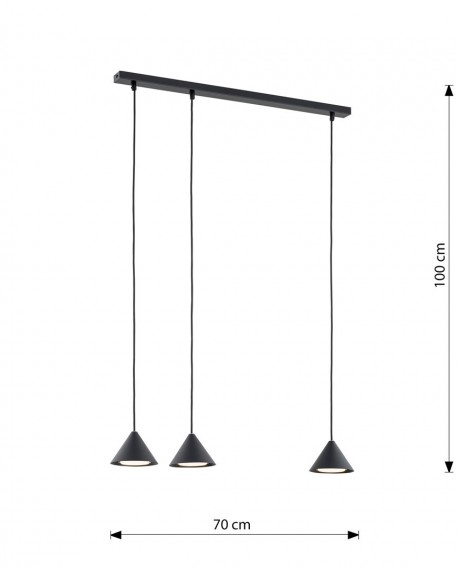 LAMPA WISZĄCA ELIT 3 CZARNA EMIBIG