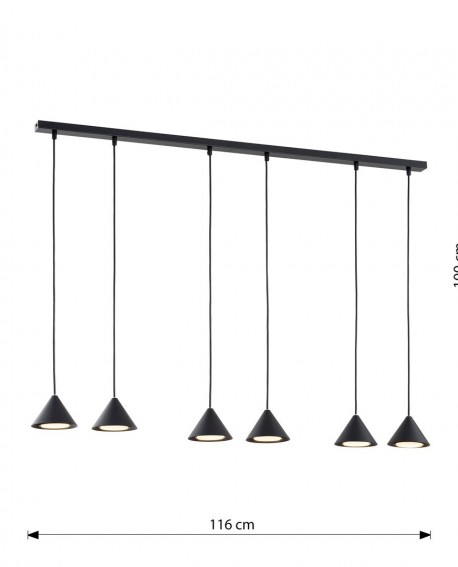 LAMPA WISZĄCA ELIT 6 CZARNA EMIBIG