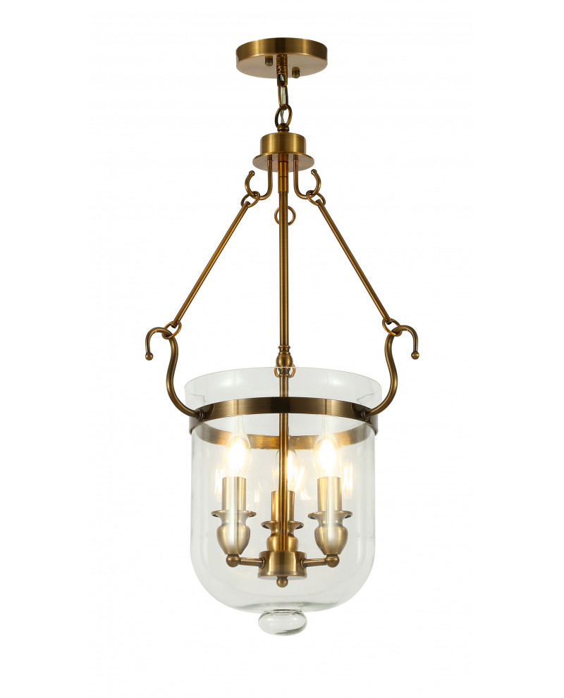 Lampa wisząca złota szczotkowana Leo Lumina Deco na białym tle, eleganckie oświetlenie w klasycznym stylu do salonu