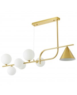 LAMPA WISZĄCA NOWOCZESNA ZŁOTO SZCZOTKOWANE BIAŁA AMADEO W7 LUMINA DECO