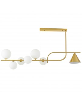 LAMPA WISZĄCA NOWOCZESNA ZŁOTO SZCZOTKOWANE BIAŁA AMADEO W7 LUMINA DECO