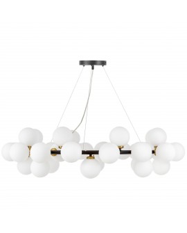 LAMPA WISZĄCA NOWOCZESNA CZARNO-MOSIĘŻNA BIAŁE KULE MARSIADA 40 LUMINA DECO