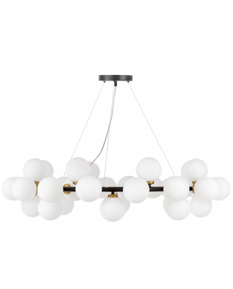 LAMPA WISZĄCA NOWOCZESNA CZARNO-MOSIĘŻNA BIAŁE KULE MARSIADA 40 LUMINA DECO