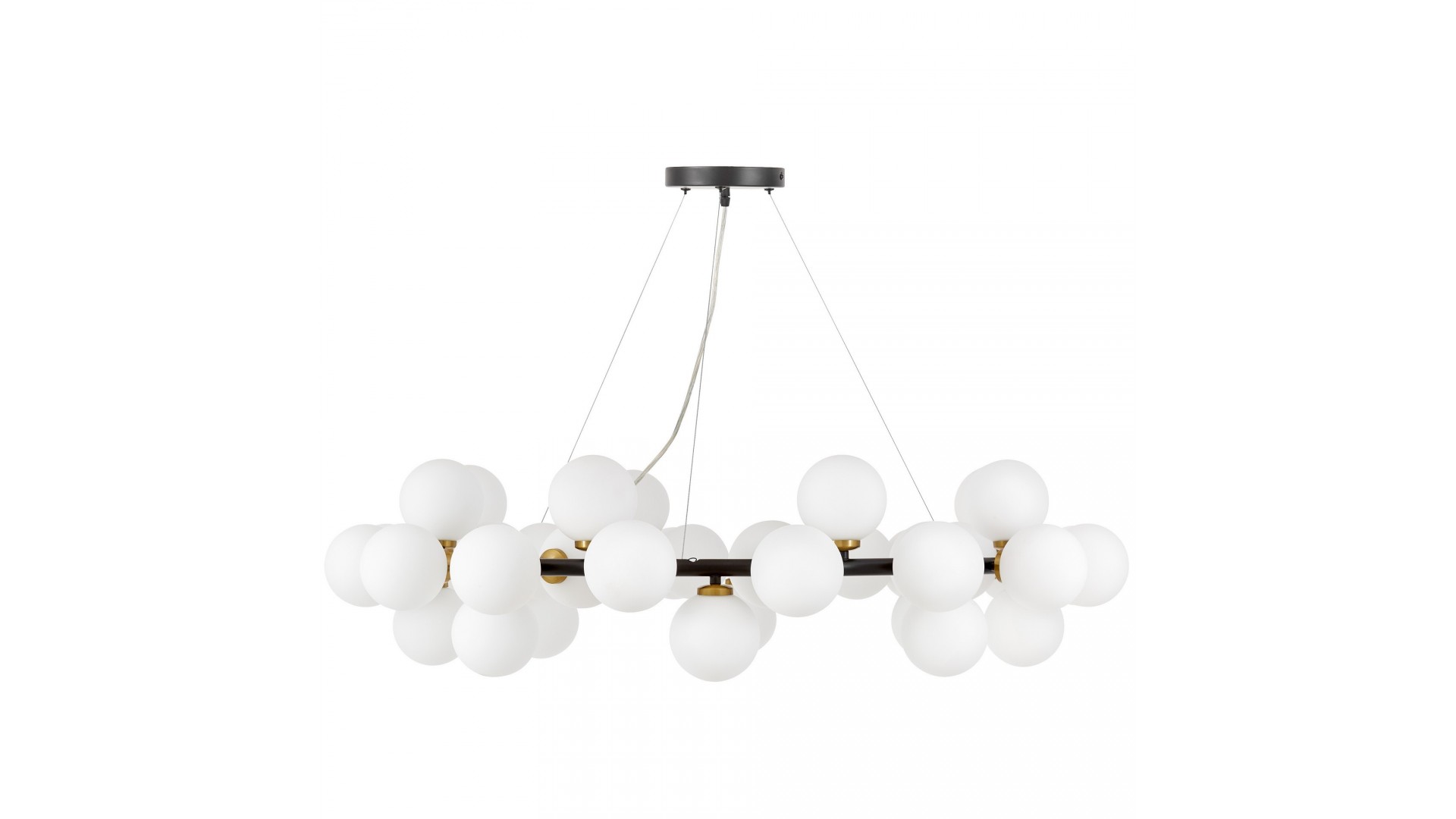 LAMPA WISZĄCA NOWOCZESNA CZARNO-ZŁOTA SZCZOTKOWANA BIAŁE KULE MARSIADA 40 LUMINA DECO