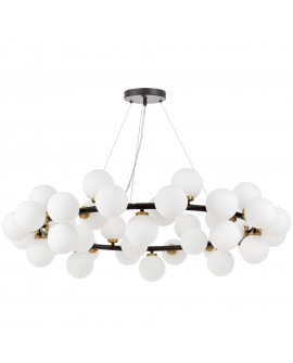 LAMPA WISZĄCA NOWOCZESNA CZARNO-ZŁOTA SZCZOTKOWANA BIAŁE KULE MARSIADA 40