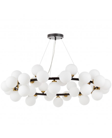 LAMPA WISZĄCA NOWOCZESNA CZARNO-MOSIĘŻNA BIAŁE KULE MARSIADA 40 LUMINA DECO
