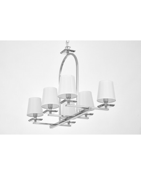 LAMPA WISZĄCA BIAŁO-CHROMOWANA LIMERA W6 LUMINA DECO