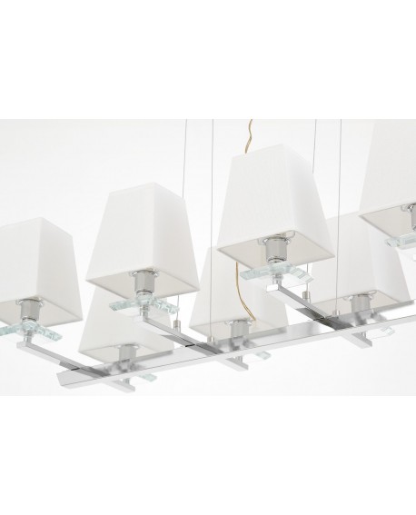 NOWOCZESNA LAMPA WISZĄCA BIAŁO-CHROMOWANA RAVERA LUMINA DECO