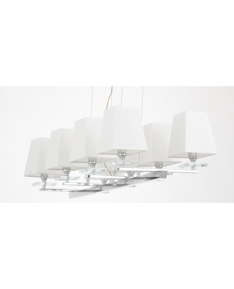 NOWOCZESNA LAMPA WISZĄCA BIAŁO-CHROMOWANA RAVERA LUMINA DECO