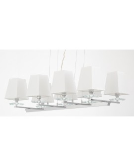 NOWOCZESNA LAMPA WISZĄCA BIAŁO-CHROMOWANA RAVERA LUMINA DECO