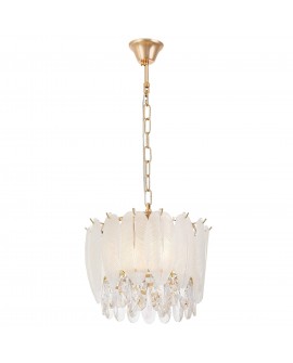 NOWOCZESNY ŻYRANDOL KRYSZTAŁOWY BIAŁO-ZŁOTY CAVALINI D30 LUMINA DECO