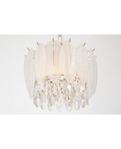 NOWOCZESNY ŻYRANDOL KRYSZTAŁOWY BIAŁO-ZŁOTY CAVALINI D30 LUMINA DECO