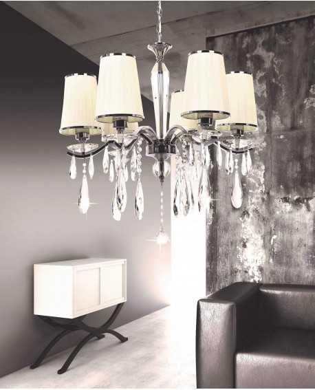 KLASYCZNY ŻYRANDOL KRYSZTAŁOWY KREMOWY ALESSIA W6