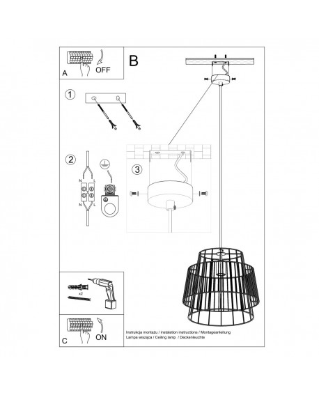 Lampa wisząca GATE czarny Sollux SL.0663
