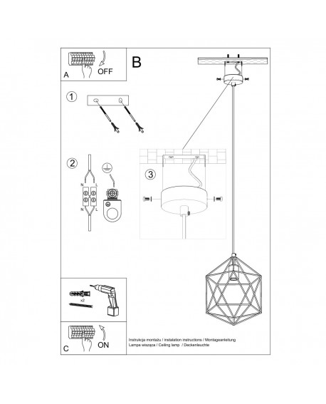 Lampa wisząca GASPARE czarna Sollux SL.0291